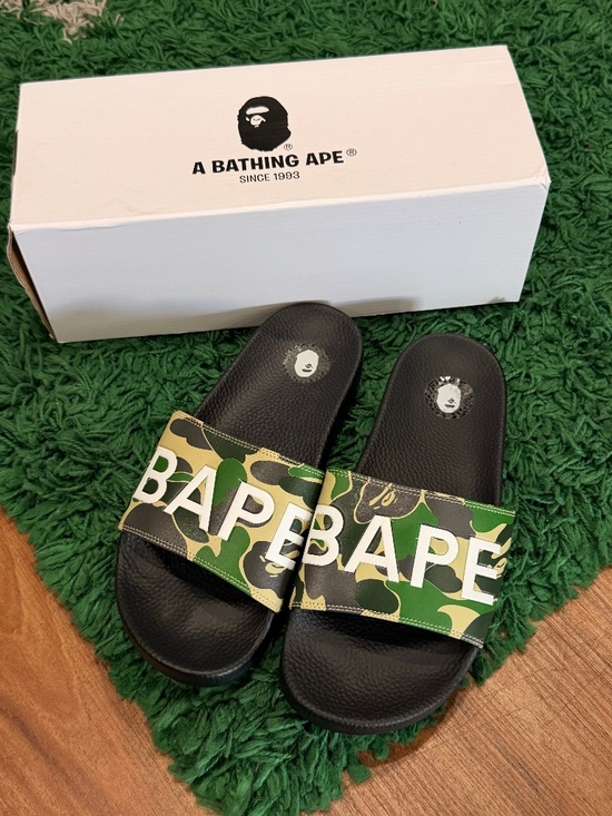 靴 Bape Slide Green Camo 8us Bape | Shoes | Bape Green Camo Logo Slides 8m Brand New | Poshmark